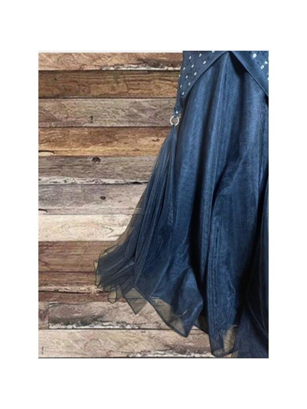 Vintage Y2K Strapless Sequin Mermaid Gown Black Tulle Formal Dress sz 10 - Picture 10 of 10